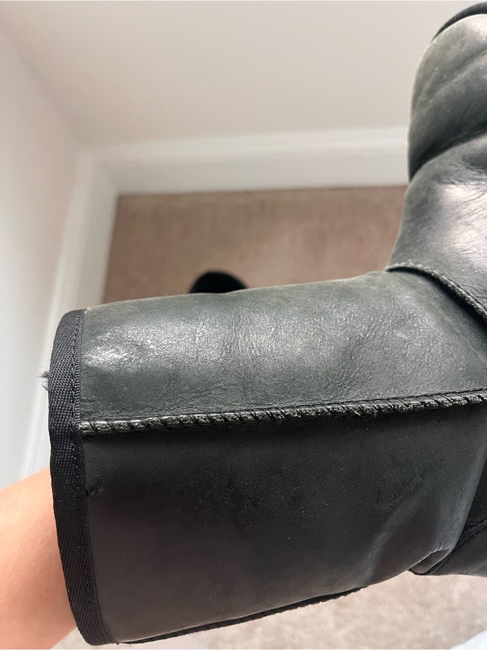 UGG Black Leather Classic Boots - Picture 3 of 3